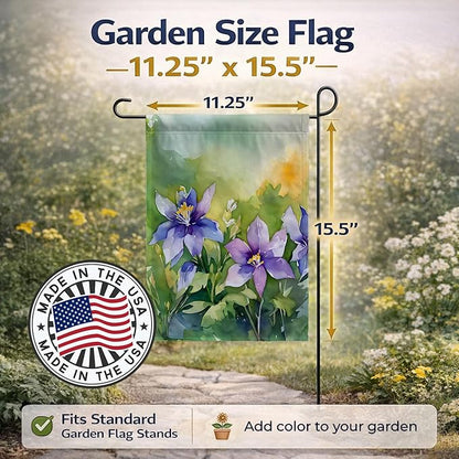 Caroline's Treasures Colorado Rocky Mountain Columbine in Watercolor Garden Flag Mailbox Flag Decorative Yard Flag Banner Outside Patio Artwork Yard Flower Beds, Garden Size, Multicolor