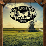 Personalized Metal Farm Sign, Customized Family Name Ranch Sign, Large Last Name Sign for Farmhouse Decoration, Outdoor Farm Wall Art, Welcome Sign, Entrance Gate Sign, Farm Lovers Gift, Garden Decor
