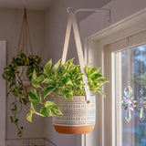Plant Hanger Bracket, Heavy Duty Wall Hooks, 6-Pack 7.5 Inch White Hanging Hooks, Forged Wrought Iron Powder-Coated Brackets for Outdoor Indoor Plant, Bird Feeder, Flower Pot