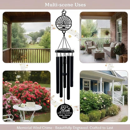 Personalized Mom Wind Chimes Birthday Gifts for Mom Valentines Day Gift for Mom from Daughter Son Outdoor Hanging Decoration