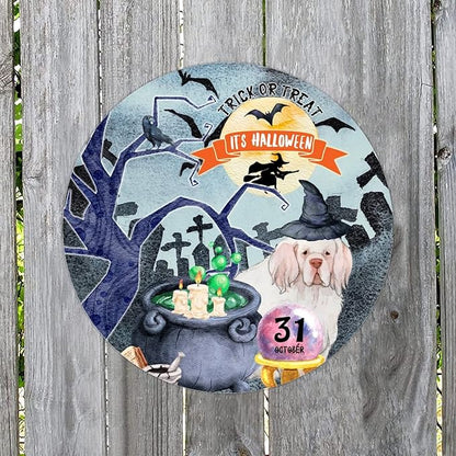 Retro Metal Sign 12"x12",Happy Halloween Scary Night Grave Witch Bats Trick Or Treat Dog Aluminum Tin Metal Sign for Home Living Room Bedroom Garden Farm Patio Decor Wall Art Poster