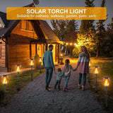 Large Solar Torch Light with Flickering Flame, Upgraded Ultra-Bright Solar Outdoor Lights, Waterproof Landscape Decorations Lighting Security Tiki Torches for Garden Yard Pathway (4 Pack)