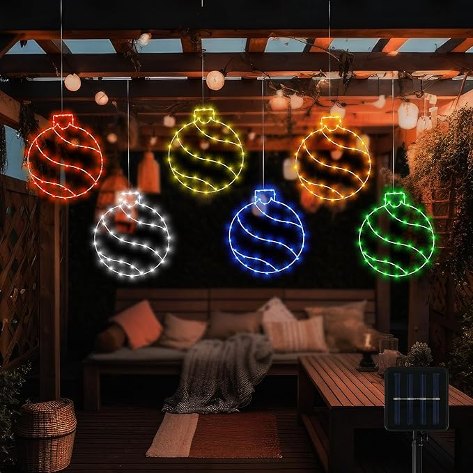 Jinei 6 Pack 16 Inch Large Christmas Window Lights Christmas LED Ball Lights Xmas Ball Window Lighted for Holiday Indoor Outdoor Wall Door Decorations, 6 Decorative Colors