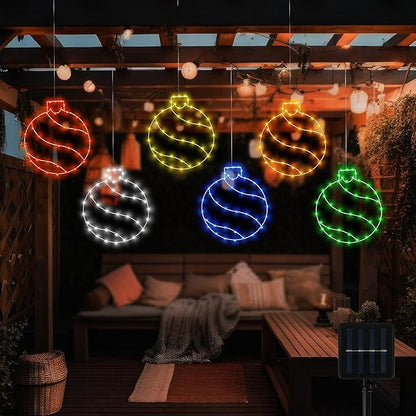 Jinei 6 Pack 16 Inch Large Christmas Window Lights Christmas LED Ball Lights Xmas Ball Window Lighted for Holiday Indoor Outdoor Wall Door Decorations, 6 Decorative Colors