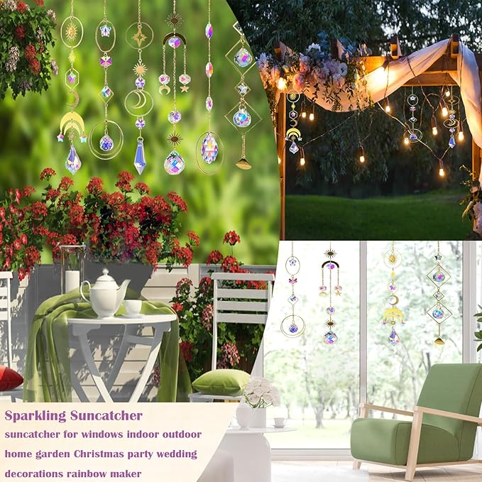 Lyukii 500 Pcs DIY Suncatchers Making Kits Craft for Adults Crystal Suncatchers for Window Hanging Sun Catcher with Chain Rainbow Maker Crystal Prisms Decor for Home Garden Party Wedding Ornament