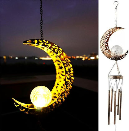 Sun Wind Chimes, Metal Wind Chimes, Waterproof Anti-Corrosion, Solar Wind Chime, Wind Chime for Outside/Window/Door/Garden/Outdoors, Gifts for Girl/mom/Friend. (Moon)