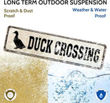 Duck Crossing Signs - Duck Crossing Road Sign 4x16 Inch, Duck Pond Sign Funny Novelty Metal Tin Sign Farm Organic Country Home Decor Wall Sign Suitable for Indoor and Outdoor Yard Sign