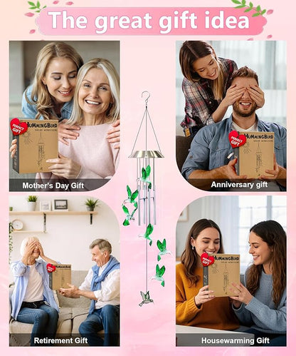 Nacome Wind Chimes for Outside: Tubes Memorial Wind Bell Mother's Day Birthday Gifts for Mom Women Grandma Her - Yard Garden Indoor Outdoor Decor (Hummingbird)