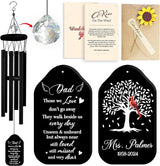 Personalized Dad Cardinal Memorial Crystal Wind Chimes Remembrance Sympathy Ornament Keepsake in Memory of Papa Daddy Father-in-Law Custom Name Bereavement Condolence Gift for Window Garden Hanging