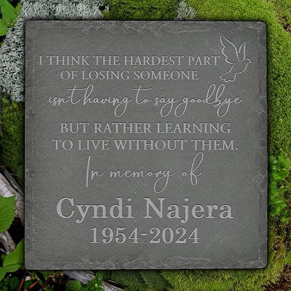 Personalized Memorial Stone Memorial Garden Stone - Sympathy Gifts for Loss of Dad, Mom or Loved One - Bereavement, Remembrance and Condolence Gift - Learning to Live Without Them Square