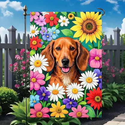 BlissYard Hello Spring Garden Flag 12x18 Inch Double Sided Cute Golden Retriever Seasonal Welcome Small Flags For Outside Outdoor Decor Yard Farmhouse Holiday Spring Summer Decorations Yard Flags