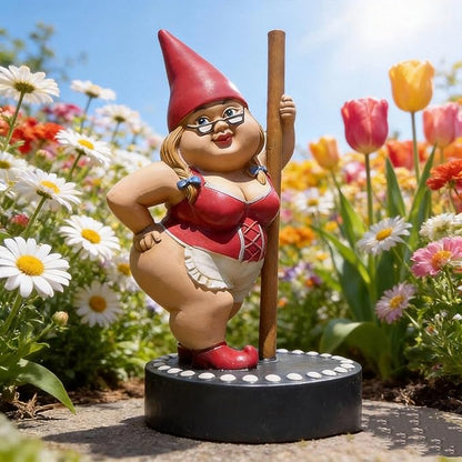 Outdoor Gnome Statue 6 Inch Red-Dancing Gnome Figurine Brings Playful Whimsical Art to Your Garden Great Indoor Outdoor Decoration for Patio Lawn Yard and Home