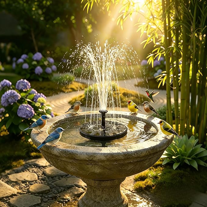 2026 Solar Fountain for Bird Bath, Floating Solar Water Fountain with 6 Nozzles, Solar Powered Fountain Pump for Garden, Pond, Pool, Patio, Outdoor Decor (3, 5.12")