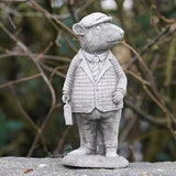 Set 4 Wind in the Willows Stone Statues | Mole Mouse Badger Toad Garden Ornament, Gray
