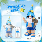 Outdoor Summer Gnomes Statue Beach Gnome Garden Decor for Outside, Beach, Yard, Lawn Ocean Sea Theme Home Decorations for Table, Shelf, Blue Gnome Figurine Funny Elf Gifts for Women