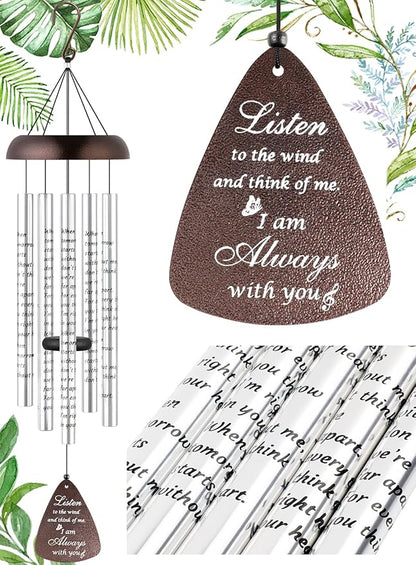 Sympathy Gift Wind Chimes for Outside - Memorial Wind Chimes for Loss of Loved One Mother Father, Memorial Gifts in Memory of Loved One, Breavement Gifts for Condolence Remembrance, Bronze