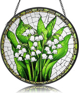 LITIVY Lily of The Valley Stained Glass Suncatcher – Mother’s Day Memorial & Remembrance Gift, Rainbow Maker Window Hanging Decor for Indoor Sunlight, Green & White Sun Catchers for Women Mom Grandma