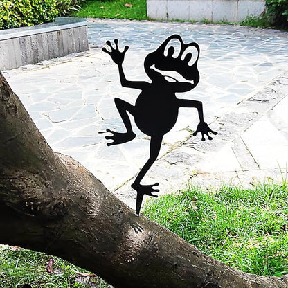Tipmant Metal Iron Art Decoration Animal Silhouette Decorative Stakes Statues Ornament Crafts for Outdoor Gardens, Yard, Courtyards, Parks, Lawns, Potted Plants, Patio (3 Frogs)