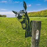 Farm Peeping Animal Metal Art Outdoor Decor Garden Fence Decoration, Farmhouse Backyard Hang Artwork Wall Decor, Outdoor Yard Art Patio Lawn Statue Gift for Loved Dad Grandpa (Glasses Horse)