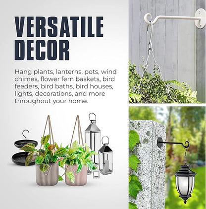 Monarch Abode Plant Hangers – Wall Mount Plant Hooks for Hanging Baskets, 7.5 Inch Metal Black Fence Wall Plants Hanger for Outdoor Indoor, Flower Pot, Bird Feeder, Wind Chime Bracket, 2 Pack