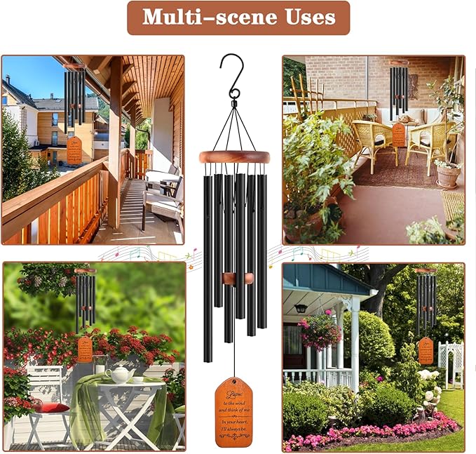 Soopau Sympathy Gift Baskets, 30" Wooden Memorial Wind Chimes for Loss of Loved One, Memorial/Bereavement/Condolence/Funeral Gifts, in Memory of a Loved One Mother Father