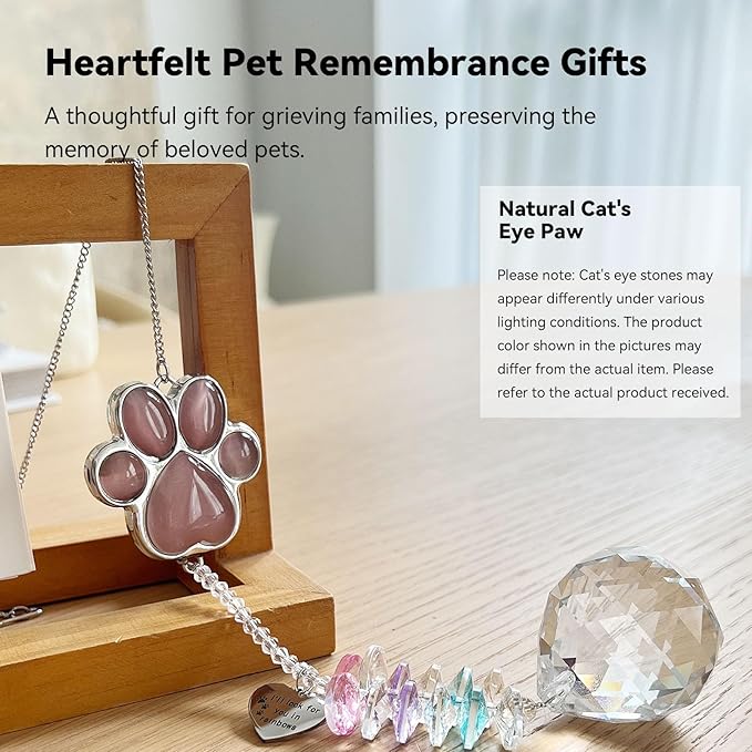 Dog Memorial Gifts for Loss of Dog, Pet Memorial Gifts for Dogs, Thoughtful Bereavement Remembrance Crystal Suncatcher with Sympathy Card (Purple Red)