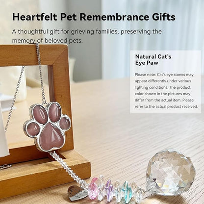 Dog Memorial Gifts for Loss of Dog, Pet Memorial Gifts for Dogs, Thoughtful Bereavement Remembrance Crystal Suncatcher with Sympathy Card (Purple Red)