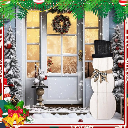 Winter Snowman Porch Sign Wooden Porch Decor Winter Christmas Nutcracker Snowman Front Door Welcome Standing Sign for Xmas Farmhouse Outdoor Yard Wall Hanging Decorations(42 Inch,Cute)