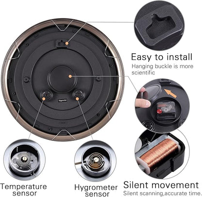 16 Inch Outdoor Clocks, Metal-Frame Outdoor Clocks Waterproof, Silent Outdoor Wall Clock for Patio Pool, Bronze