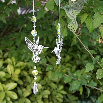 Hummingbird Crystal Sun Catchers 3-Pack, with Metal Bird Decorations, Suitable for Window Decoration, a Gift for Ladies, and for Outdoor Courtyard and Garden Decoration as Well as Home Decoration.