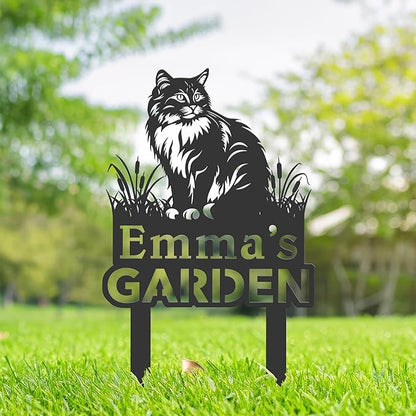 Personalized Cute Cat Kitten Metal Garden Sign,Custom Yard Sign With Stake,Outdoor Garden Décor,Pet Cat Lawn Garden Decorated Statue,Cat Sympathy Yard Metal Sign,Cat Lover Gifts Kailyard Plaque.