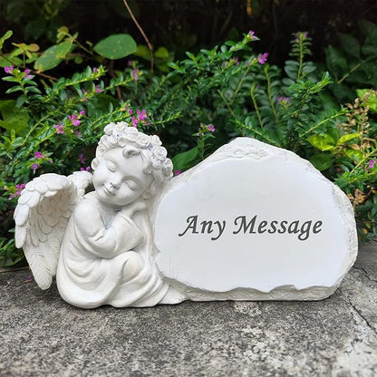 Personalized Memorial Garden Stones Engraved with Any Message, Custom Angel Gravestones Tombstones Memorial Gifts Symapthy Gifts for Loss of Loved Ones Mom Dad