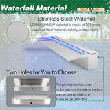 LONGRUN 60cm Pond Waterfall Blade,Stainless Steel Pool Fountain with RGB Bluetooth LED Light, Complete Waterfall & Stream Kits for Outdoor Water Features