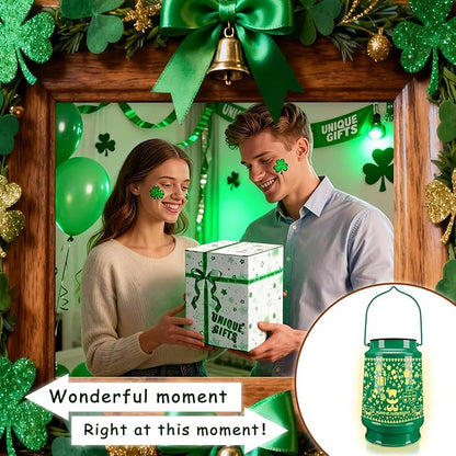 St Patricks Day Decorations Shamrock Solar Lantern Hanging Lights Ornaments Outdoor Waterproof Tree Decor for Garden, Patio, Yard, Lawn Porch, Garland Irish Gifts for Women