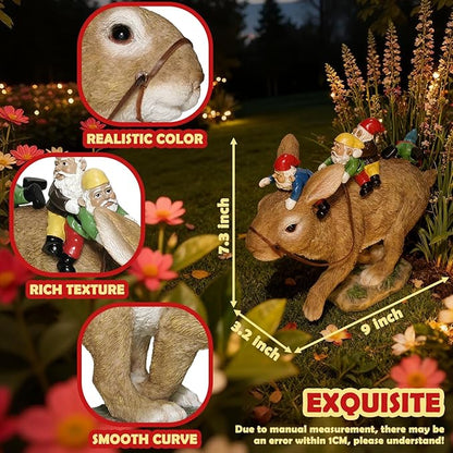 Sunthus Garden Gnomes Decorations for Yard Bunny Statue Funny Outdoor Decor Rabbit
