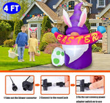 4FT Easter Inflatables Outdoor Decoration Purple Gnome, LED Lighted Inflatables Gnome for Home Yard Lawn Garden Easter Blow up Yard Decorations