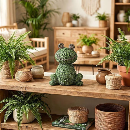 Green Frog Figurine for Plant Pot Decor, 5.3" Resin Frog Small Statue Fairy Garden Accessories, Outdoor Flower Garden Yard Patio Lawn Indoor Table Shelf Home Decorations, Gifts for Women