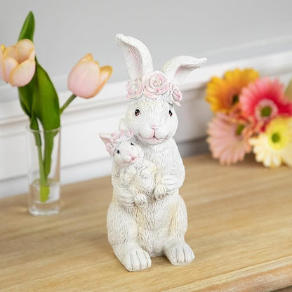Northlight Mother and Baby Bunny Outdoor Garden Easter Statue - 9.25"