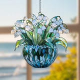 Lily of The Valley May Month Flower Acrylic Suncatcher, Flower Suncatchers for Window Hangings, Stained Glass Effect Garden Decor, Gift for Mother's Day, Mom, Grandma, Wife, Women