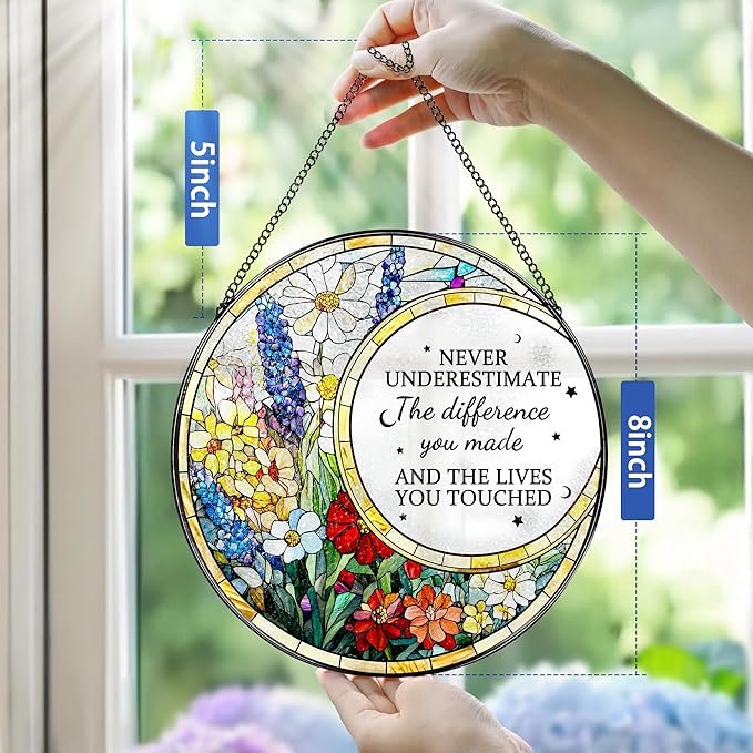 Thank You Gifts, Stained Glass Suncatcher Ornament, Window Hanging, Going Away/Goodbye, Appreciation, Retirement Gifts for Women, Men, Coworker, Boss, Friend | Retirement Party Decorations - Style E