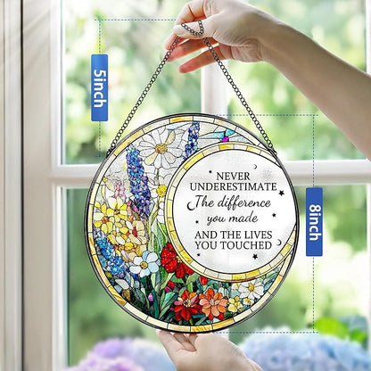 Thank You Gifts, Stained Glass Suncatcher Ornament, Window Hanging, Going Away/Goodbye, Appreciation, Retirement Gifts for Women, Men, Coworker, Boss, Friend | Retirement Party Decorations - Style E