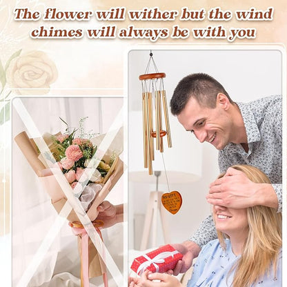 for Wife, Wedding Anniversary Birthday Gifts for Wife from Husband, Unique Wife Wind Chime Garden Decor Outside, I Love Gift for Wife