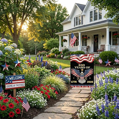 TOPFLAGS 250 Anniversary USA Flag Garden Flags 1776-2026 Double Side 12x18 Inch Eagle for Outside American Patriotic Banner with Freedom