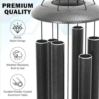 Vanquer Wind Chimes for Outside Deep Tone - 48'' Wind Chimes Outdoor Clearance, Deep Tone, Windchimes Outdoors, Memorial, Sympathy Gifts, Patio Yard, Home Décor (48" Grey)