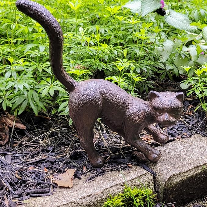 Cast Iron Cat Door Stop Metal Stopper Outdoor Halloween Yard Art Patio Garden Statue Home Decor