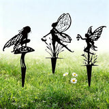 3-Piece Set Garden Fairy Metal Dancing Dandelion Flower Sculptures,Outdoor Decorative Stakes for Yard, Lawn, Flower Bed, Flower Pot (Style A)