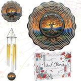 Tree of Life Wind Chimes - Metal Windchime with Spinners Outdoor Garden Patio Yard Decor Indoor Balcony Home Hanging Christmas New Year Housewarming Birthday Gift for Women Mom Grandma Wife