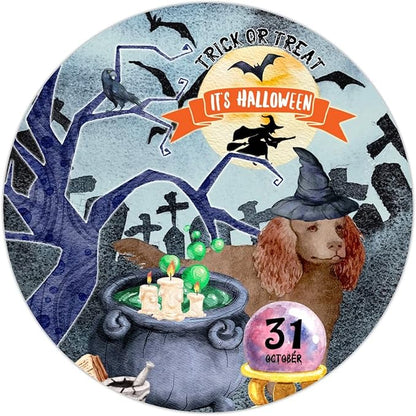 Retro Metal Sign 12"x12",Happy Halloween Scary Night Grave Witch Bats Trick Or Treat Dog Aluminum Tin Metal Sign for Home Living Room Bedroom Garden Farm Patio Decor Wall Art Poster