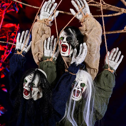 3 Pack Halloween Decorations Outdoor,Hanging Ghost Spooky Skeletons Decor Supplies, Creepy Haunted House Flying Halloween Decoration with Yard Tree Porch Garden Party Décor Indoor