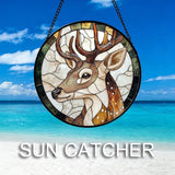 CHATYOUNG Stained Glass Window Hanging Elk Large 11.8" - Suncatcher Bedroom Door Garden Home Decor and Christmas Valentine for Grandma Nana Mom Women Wife Girlfriend Friend